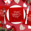 50-Pack Valentine's Day 3-Ply Napkins - Romantic Love Heart Design, Perfect for Galentines & Valentine's Celebrations, Red Heart Disposable Paper Napkins for Party Supplies & Decorations view 3