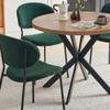 NORDICANA 3-Piece Wooden Round Table & Chair Set, Space Saving Kitchen Breakfast Nook Wood Grain Tabletop with Metal Frame for Kitchen, Dining Room (Boucle Green) view 3