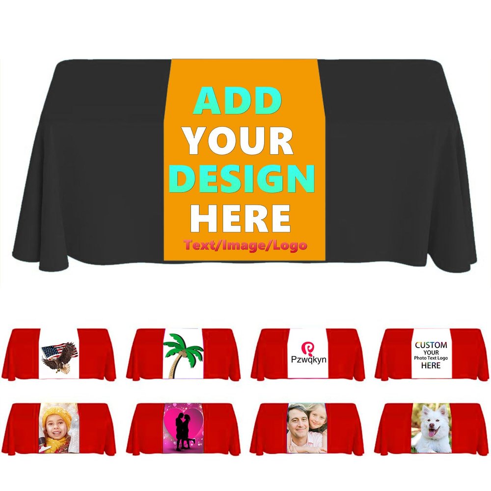 Custom Table Runner with Business Logo, Personalized Table Cloth with Text Photo, Customize Tablecloth for Birthday Wedding Anniversary Tradeshow Events, 30"x72", Croci