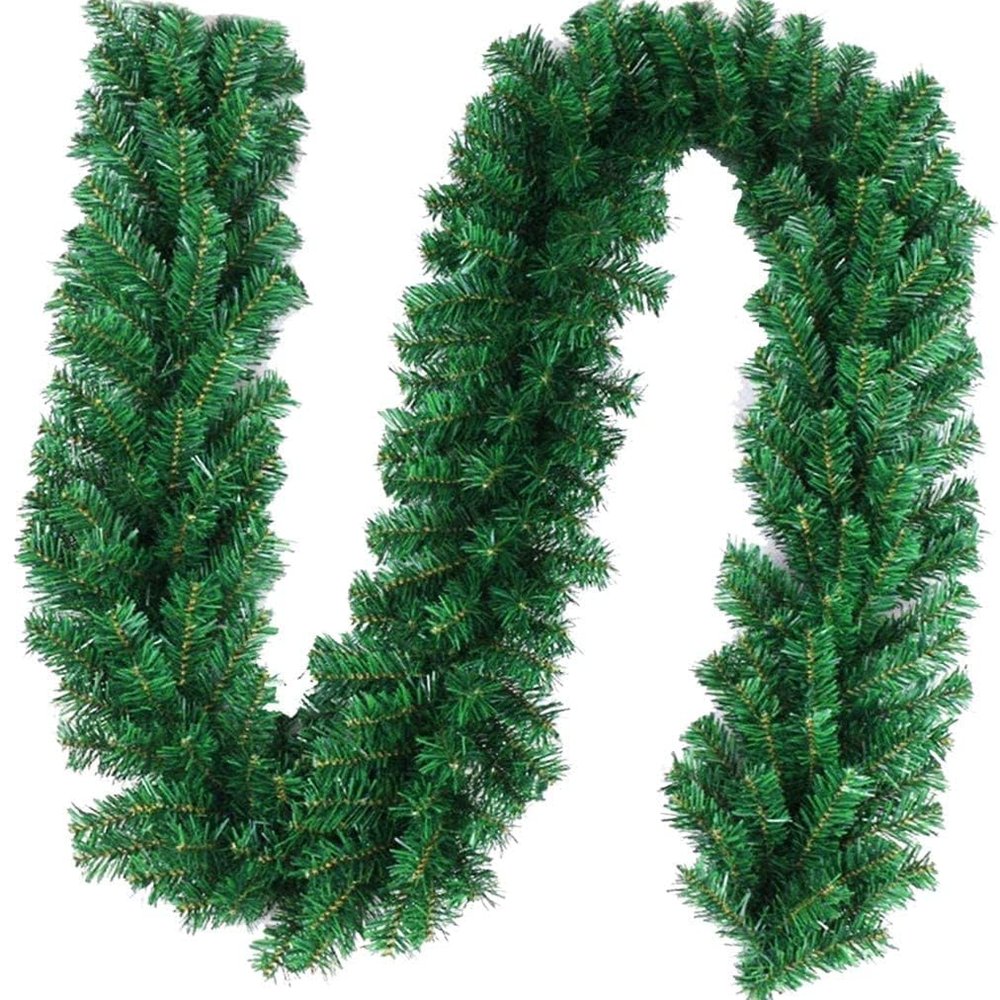 Outroad 9 ft Christmas Garland Soft Greenery Twist Wreath Artificial Ivy Non-Lit Green Garland, for Holiday Season Outdoor Indoor Party Decorations (10 Pack)