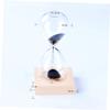 Magnetic Glass Hourglass Desk Ornament for Tabletop Decor, Black view 2
