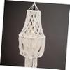 Levemolo Bohemian Macrame Lamp Shade with Tassels Hand Woven Cotton Light Cover for Bedroom Living Room and Restaurant Rustic Style Ceiling Light Cover view 4