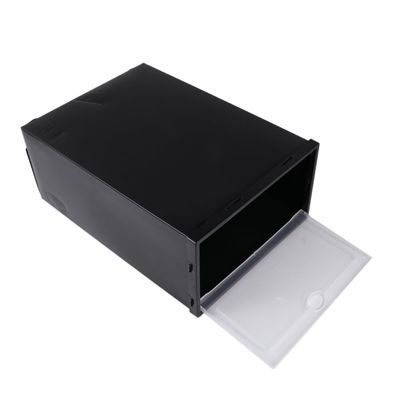 Parliky 6pcs Stackable Shoe Storage Box, Thickened Plastic Door Black