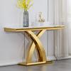 47 inch 3-in-1 Geometric Stainless Steel Console & Entryway Table in Modern White Faux Marble - Perfect for Living Room or Hallway view 1
