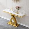 47 inch 3-in-1 Geometric Stainless Steel Console & Entryway Table in Modern White Faux Marble - Perfect for Living Room or Hallway view 4