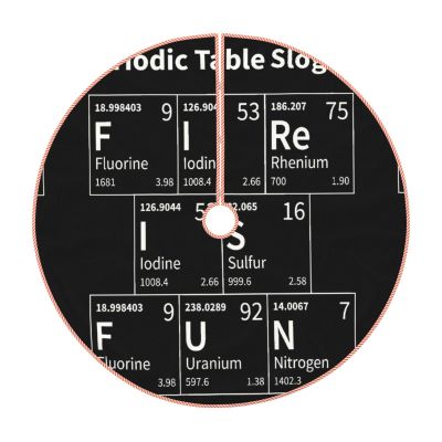 Xsovgoi Christmas Tree Skirt, Periodic Table Slogan Xmas Tree Skirt Cover Mat for Christmas Party Winter Holiday New Year Decoration
