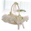 Cabilock Wedding Flower Girl Basket Lace Petal Holder for Ceremony Party Decoration for Flowers Candies and Keepsake Moments view 2