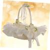 Cabilock Wedding Flower Girl Basket Lace Petal Holder for Ceremony Party Decoration for Flowers Candies and Keepsake Moments view 4