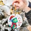 2026 Kids Personalized Christmas Tree Ornament Green Dinosaur, Dinosaur in Santa Hat Christmas Ornament, Animal Ceramic Keepsake Gift for New Baby, Custom Baby 1st Xmas Ornaments view 4