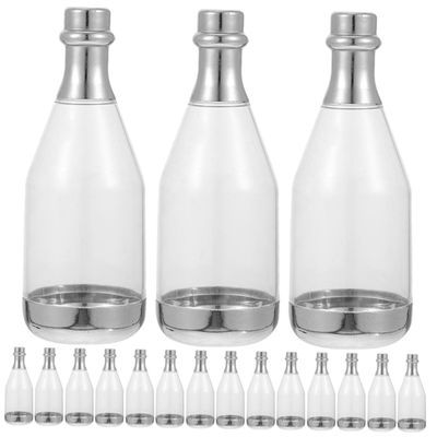 COOLHIYA 30pcs Miniature Wine Bottle Candy Boxes Creative Wedding Favor Containers for Bridal Showers Birthdays and Engagement Parties Elegant Silver Bottle Design