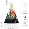 BTCOWZRV Colorful With Butterfly Christmas Hat Unisex Velvet Santa Hat Xmas Holiday Hat for Adults New Year Party Headwear view 2