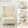 ZYANLING Stretch Velvet Wingback Chair Covers 2 Piece with Ottoman Cover,Stretch Wing Chair Slipcover,Washable Sofa Cover Furniture Protector for Bedroom (78-85cm (Wingback Chair Covers),Beige) view 2
