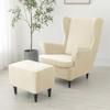 ZYANLING Stretch Velvet Wingback Chair Covers 2 Piece with Ottoman Cover,Stretch Wing Chair Slipcover,Washable Sofa Cover Furniture Protector for Bedroom (78-85cm (Wingback Chair Covers),Beige) view 3