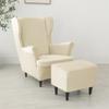 ZYANLING Stretch Velvet Wingback Chair Covers 2 Piece with Ottoman Cover,Stretch Wing Chair Slipcover,Washable Sofa Cover Furniture Protector for Bedroom (78-85cm (Wingback Chair Covers),Beige) view 4