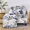 ZYANLING Stretch Armchair Slipcovers 2 Piece Floral Tub Chair Cover Armchair Slipcovers with Cushion Cover Stretch Spandex Removable Washable Tub Chair Protector for Club Living Room (Blue Flower) view 2