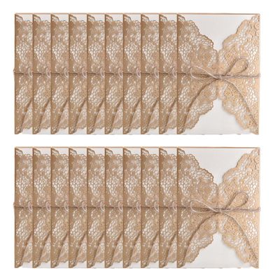 Wedding Invitation Cards Envelope Empty Kraft Paper Inner Sheet Party Invitations 20PCS Golden Style