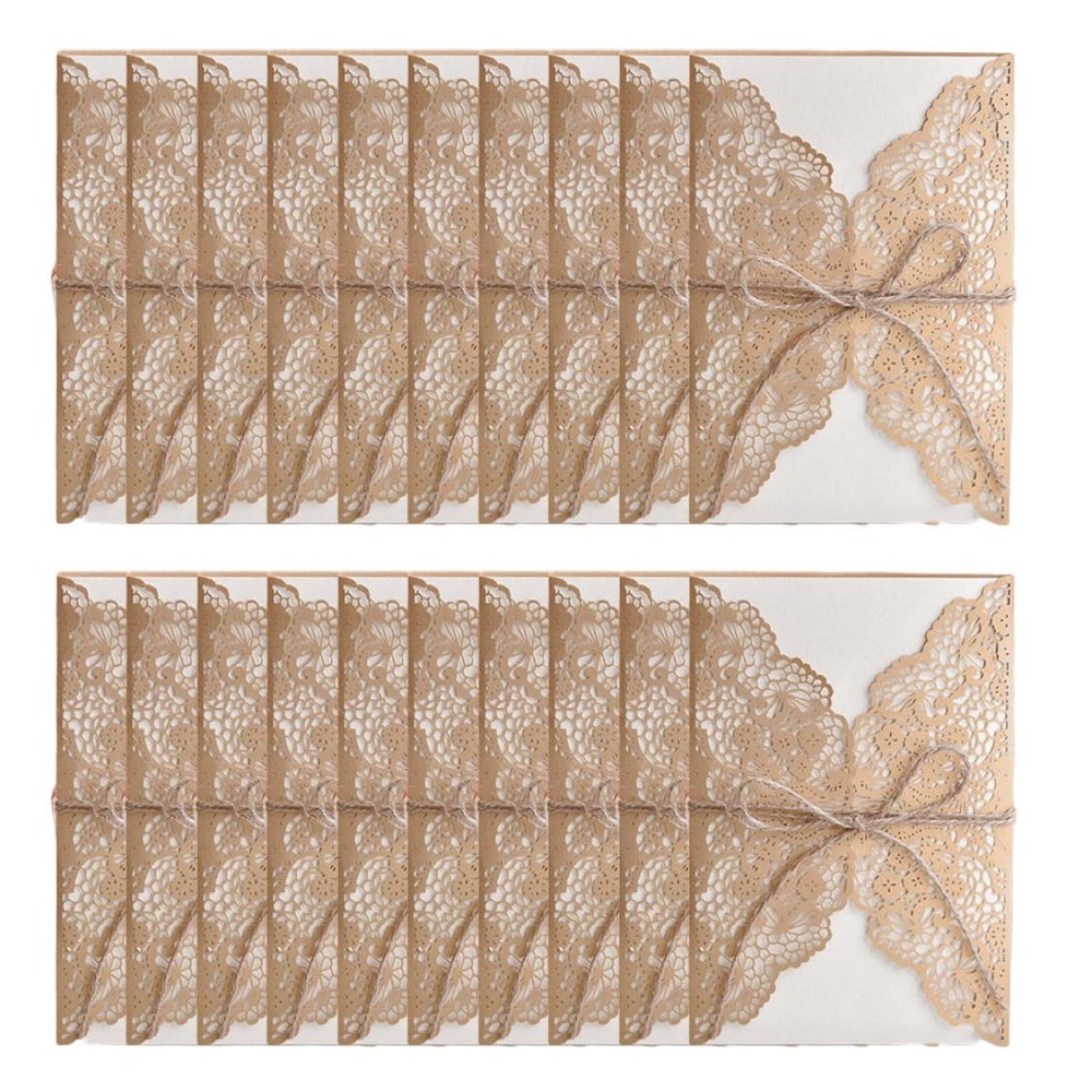 Wedding Invitation Cards Envelope Empty Kraft Paper Inner Sheet Party Invitations 20PCS Golden Style