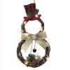 AOLHXY Christmas Wreath Hanging Decor Cute Xmas Snowman Garland Grapevine Wreath LED Light Artificial Christmas Wreath Christmas Ornaments for Christmas Party Decor view 1