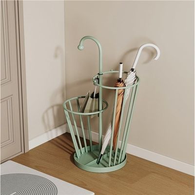 GOIPNGPK Umbrella Stand, Umbrella Holder, Freestanding Umbrella Basket with Drip Tray, Modern Iron Frame Umbrella Storage, Indoor Umbrella Holder for Entryway(Green)