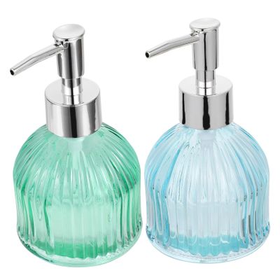 HOLIDYOYO 2pcs Glass Liquid Dispenser Pump Bottle Empty Pump Bottle for Shampoo Soap Kitchen Soap Dispenser