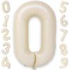 40 Inch Large Cream Numbers Balloons 0-9, Self Inflating White Sand Foil Number 0 Helium Balloon for Boy Girl, Big Beige Digit 0 Balloons for Women Men 30 40 50 60 70 80 100 Birthday Party Decoration view 1