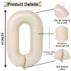 40 Inch Large Cream Numbers Balloons 0-9, Self Inflating White Sand Foil Number 0 Helium Balloon for Boy Girl, Big Beige Digit 0 Balloons for Women Men 30 40 50 60 70 80 100 Birthday Party Decoration view 2