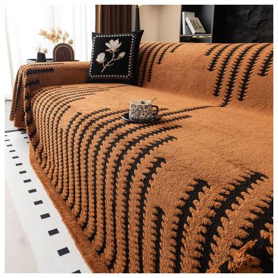 GVXOX Chenille Couch Cover Sofa Covers, Washable Chenille Sectional Couch Covers, L Shaped Couch Cushion Covers for Pets Sofa Throws Living Room(Coffee,180x180cm/71x71in)