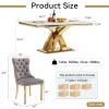 7 Piece Dining Table Set with 6 Gray Dining Chair, 68'' Luxury Faux Marble White and Gold Dining Table Set for 6, Heavy Base Kitchen Table and Chairs Set for 6 view 4