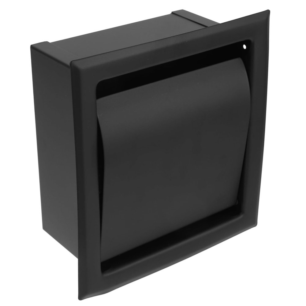 HOMSFOU 1pc Creative Black Recessed Toilet Tissue Holder Wall-Mounted Paper Rack for Bathrooms and Practical Design for Use