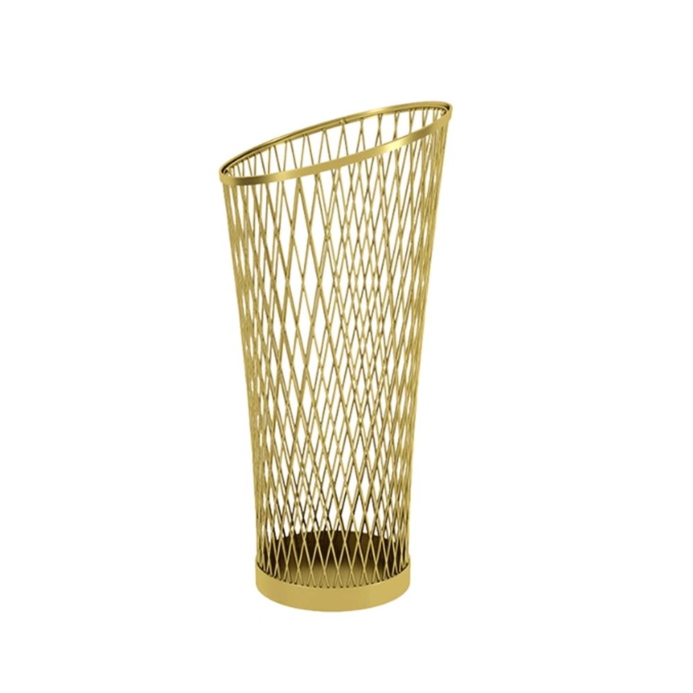 Umbrella Stand 25 Inch Tall Modern Umbrella Holder Gold Metal Umbrella Stand Freestanding Round Umbrella Hollow Rack or Cane Holder for Entryway Hallway