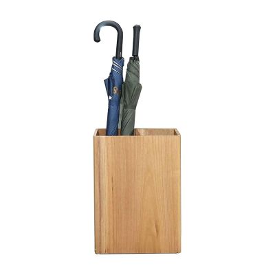 Umbrella Stand Square/Rectangular Umbrella Stand w/Removable Drip Tray Wooden Free Standing Umbrella Holder Rack Organizer Farmhouse Storage Bin Hallway (Wood 50x34x17cm)