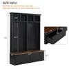 Versatile 56'' Wide Hall Tree with Wood Grain Bench and 2 Storage Drawers, Large Entrance Organizer with 6 Black Hooks, Entryway Coat Hanger with Open Compartments for Living Room Hallway (Black-Dark) view 3