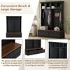 Versatile 56'' Wide Hall Tree with Wood Grain Bench and 2 Storage Drawers, Large Entrance Organizer with 6 Black Hooks, Entryway Coat Hanger with Open Compartments for Living Room Hallway (Black-Dark) view 4