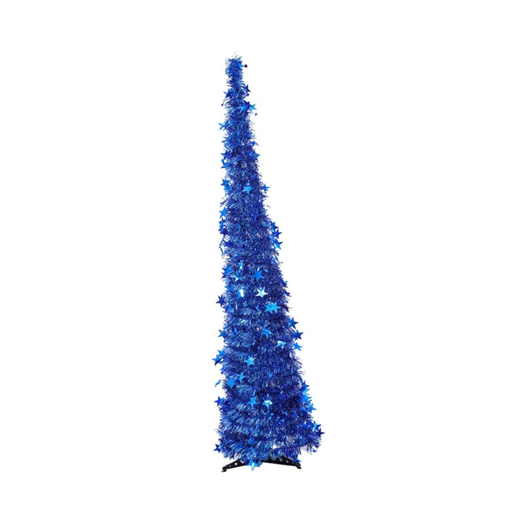 120cm Foldable Telescopic Christmas Tree Xmas PET Plastic Blue