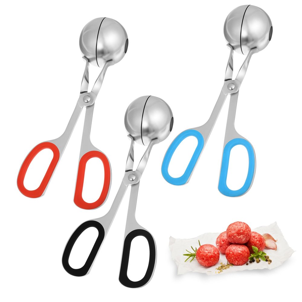 BIUDECO 3pcs Stainless Steel Meatball Makers Meatball Scoop Ball Maker Tool Easy to Use for Kitchen Gadget