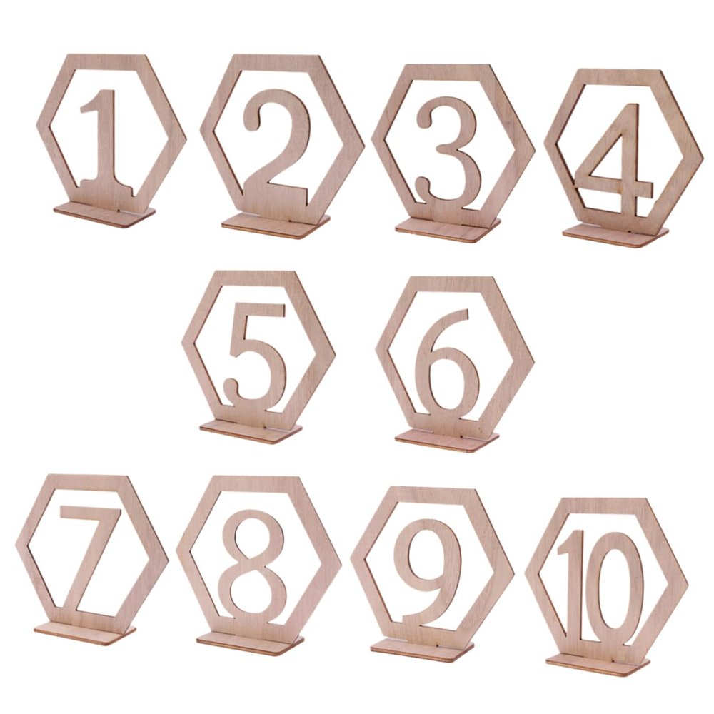ABOOFAN Elegant Wedding Table Numbers Decor 20pcs Wooden Hexagon Seat Numbers for Banquet Birthday Catering Party Anniversary