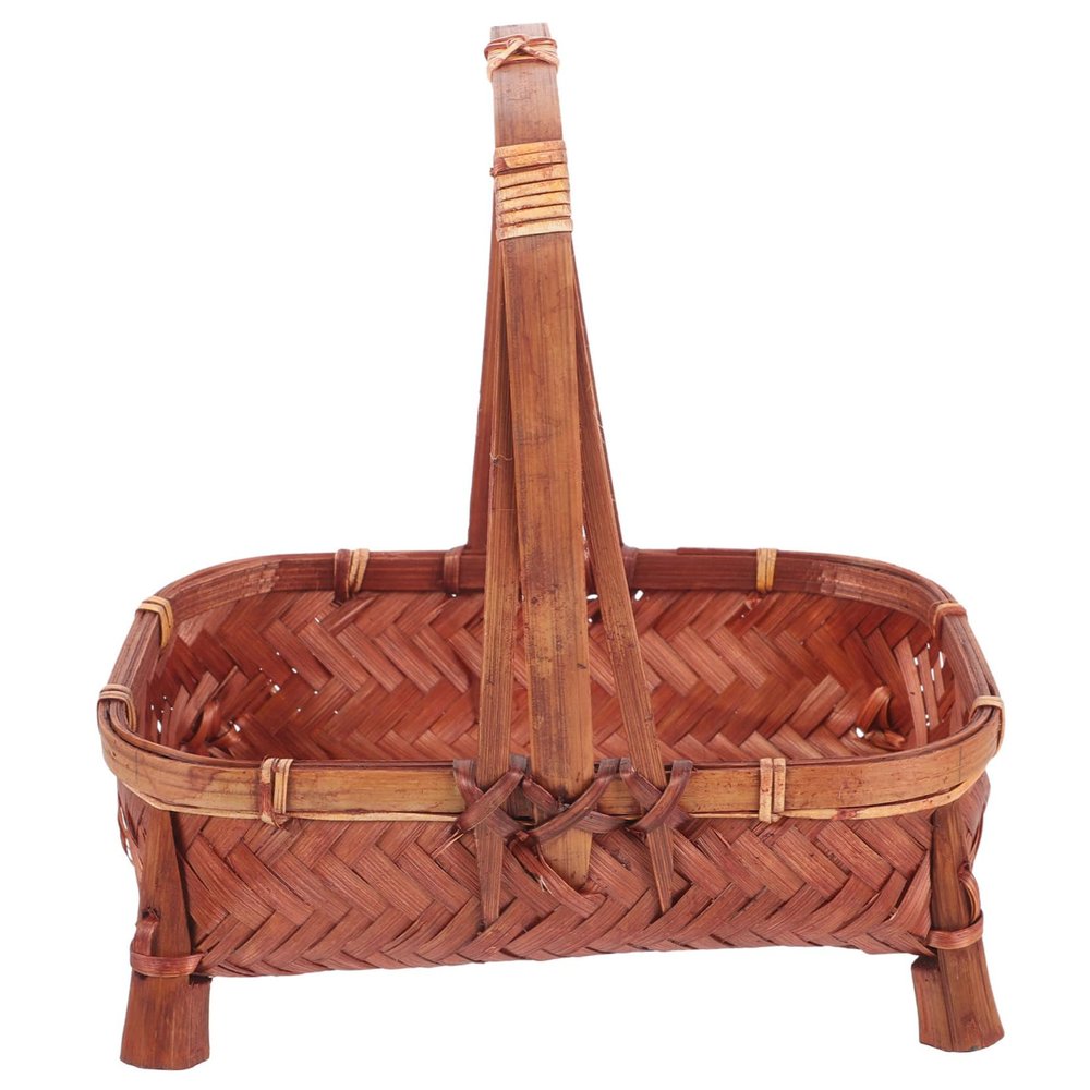 Cabilock Bamboo Woven Storage Basket Fruit Holder Desktop Basket Kitchen Organizing Decorative