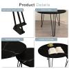 kikiumi Nesting Table Set of 2, 27.56"  x 17.71" H & 19.68"  x 14.96" H Round Nesting Coffee Table Set,Black Marble Pattern Table Top with Tripod Legs(Marbled Black) view 4