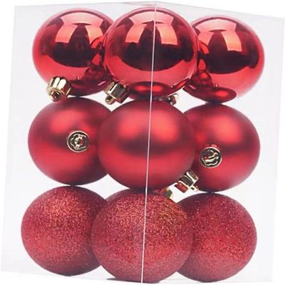 12pcs Christmas Tree Baubles Christmas Tree Hanging Balls Christmas Ball Ornaments Xmas Hanging Balls Ornaments Decorative Hanging Balls for Xmas Festival New Year Party Dcor - Red