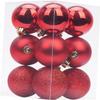 12pcs Christmas Tree Baubles Christmas Tree Hanging Balls Christmas Ball Ornaments Xmas Hanging Balls Ornaments Decorative Hanging Balls for Xmas Festival New Year Party Dcor - Red view 1