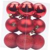 12pcs Christmas Tree Baubles Christmas Tree Hanging Balls Christmas Ball Ornaments Xmas Hanging Balls Ornaments Decorative Hanging Balls for Xmas Festival New Year Party Dcor - Red view 2