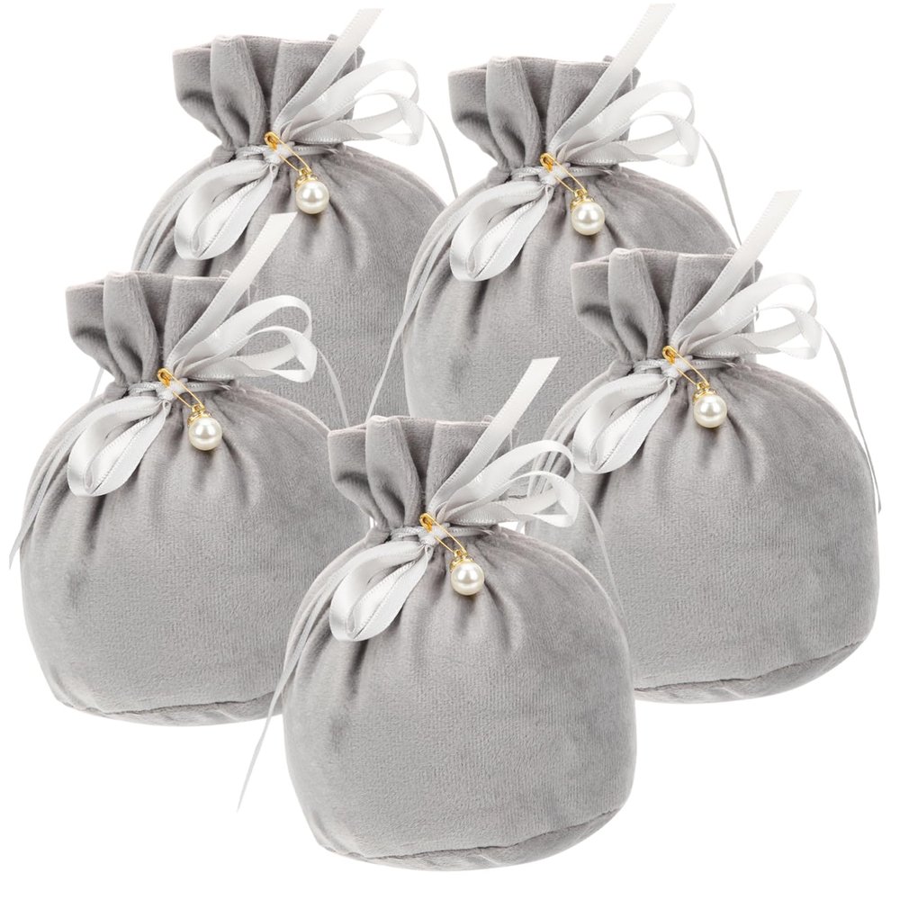 COHEALI Velour Jewelry Bags 5pcs Drawstring Pouches for Earphones Xmas
