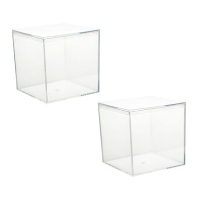 OHPHCALL 2pcs Square Candy Boxes for Wedding Decorative Storage Boxes Crystal Clear Transparency