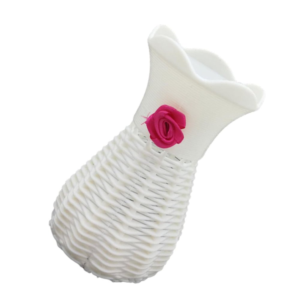 ORFOFE Flower Girl Basket Wedding Woven Storage Basket Imitation Weaving Basket Plastic Vase for Home Decor Random Style