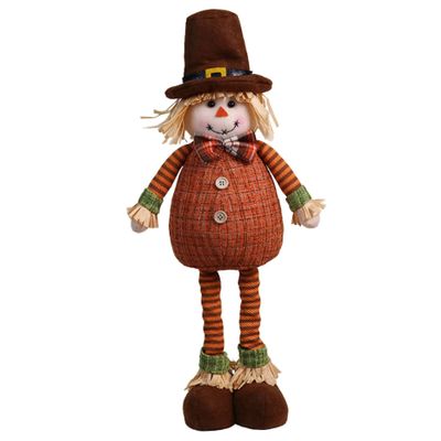 1PC Scarecrow Doll with Stretchable Leg Standing Scarecrow with Clothes & Hat On Cute Scarecrow Decor for Autumn, Thanksgiving, Harvest,Male.