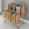 UMJIGF Heavy Clothes Rail, Clothing Display Stand,Bedroom Hanger with 3 Rails, Industrial Pipe Drying Rack with Rollers,Golden,120cm (Golden 100cm) view 3