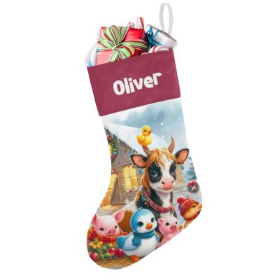 EOYinHas Christmas Stockings with Personalized Name, 13" Christmas StockingFarm Animals Xmas Stocking Holiday Christmas Decoration Gifts for Family,1 Pack