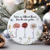 Personalized Sisters are Different Flowers from The Same Garden Glass, Ceramic Ornament Custom Sisters Family Glass Ornament for Friends Sisters Siblings Woman on Birthday Christmas (3) view 3