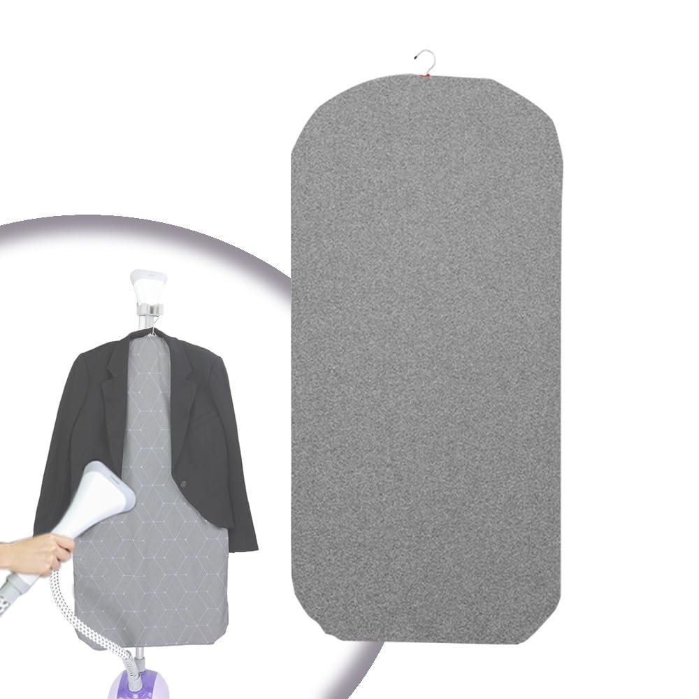 BERWDUXA Garment Steamer Hanging Ironing Board Press Pad, Handheld Steamer Board for Clothes, Multifunction Clothes Hanger, Ironing Mat Pad for Standing Garment Steamer(Grey)