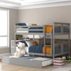Ball & Cast Full Over Full Bunk Bed with Twin Size Trundle and Ladder,Wood Bunkbed w/Slat Support & Full-Length Guard Rail,Space Saving,Bedframe Furniture for Student Dorms,Studio,Gray view 1